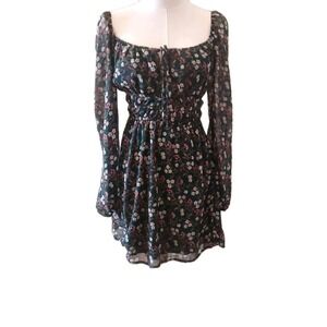 TRIXIXI Floral Mini Dress Cottagecore Bohemian Button Front Size S Festival Whim